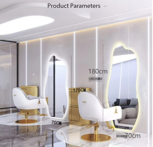 Factory Supply Customizable Large Irregular Wave Style <b>LED</b> <b>Mirror</b> with Three-Color Light for Barber Shop Salon Use - Product Image 2