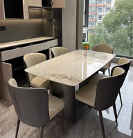 Table à manger rectangulaire de luxe avec 2 pieds en acier inoxydable titane noir pour usage domestique meubles de salle à manger rectangulaires