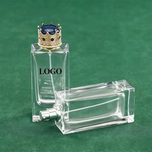 Flacon de parfum rectangulaire en verre transparent de luxe personnalisé avec bouchon couronne, idéal pour l'emballage de parfums haut de gamme de 50 ml à 100 ml - Product Image 2
