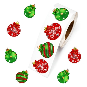 Etiquetas Adhesivas Navideñas ODM Rojas y Verdes para Regalos y Manualidades, Papel Resistente, Impresión Offset - Product Image 1