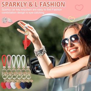 Lujo multicolor cristal amor corazón llavero colgante para niña completo diamante mujer llavero pareja melocotón corazón coche llavero - Product Image 6