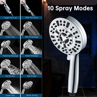 Pomme de douche en acier inoxydable réglable de 8 pouces avec 10 modes de pulvérisation et douchette à main