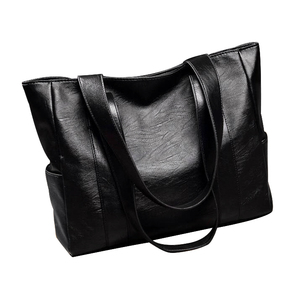 Borsa a Tracolla <span class=keywords><strong>Grande</strong></span> in Pelle PU Nera con Cinghia Larga per <span class=keywords><strong>Donna</strong></span>, Vendita Calda - Product Image 1