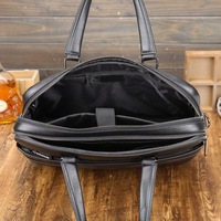 Sac messager d'affaires en cuir véritable noir grainé de 14 pouces, personnalisable avec logo, en cuir de vachette, pour ordinateur portable