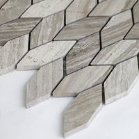 Mosaïque géométrique en marbre gris grain de bois, mosaïque de pierre polygonale minimaliste, utilisable pour les crédences murales et les salles de bain