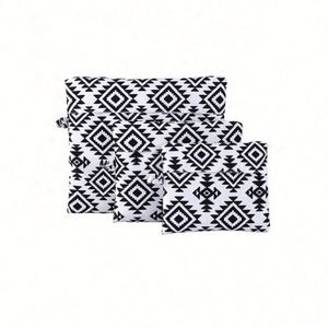 Hot New Travel Luggage Organizer Bag Set 3PCS Foldable Polyester Packing <b>Cube</b> with Geometric Pattern and Zipper Closure - Product Image 5