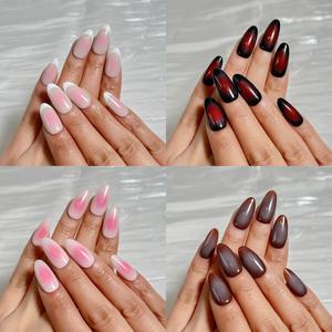 Lot de 10 <span class=keywords><strong>faux</strong></span> <span class=keywords><strong>ongles</strong></span> en acrylique faits à la main, forme amande, couverture complète, qualité supérieure, vente en gros pour salon de manucure - Product Image 2