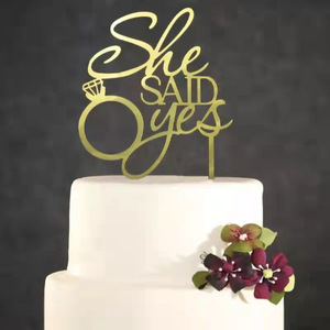 Décoration de gâteau en acrylique créative pour fiançailles, elle a dit oui, décoration de gâteau de fiançailles, diamant, amour - Product Image 2