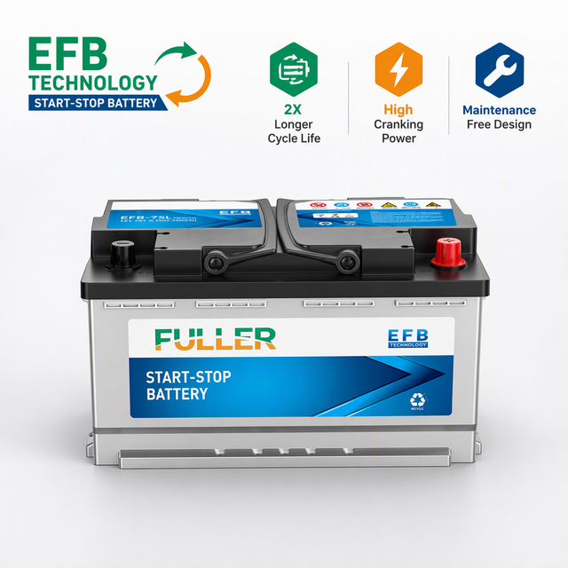 EFB Start Stop Car Battery 12V 75Ah H7 Enhanced Flooded Lead Acid CE RoHS ISO9001 for Premium Sedan SUV OEM ODM Factory