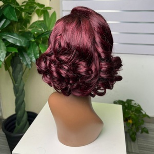 Wholesale SDD <b>Human</b> Hair <b>Wigs</b> Top Density 13*4 Glueless Lace Frontal Bob <b>Wigs</b> Bouncy Curly for Black Women 12inch - Product Image 6