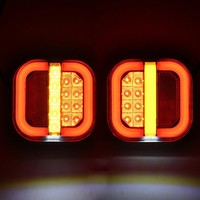 Feu arrière LED carré pour camion, type Hamburger, avec DRL, Stop, Clignotant et Réflecteur, Rouge Ambre, 12V 24V, Étanche, pour Remorque et Caravane