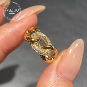 Anillo Cubano de Lujo Aazuo de Oro Amarillo Sólido de 18K con Diamantes Cultivados en Laboratorio, Joyería Vintage para Mujer, Regalo de Amor de Alta Gama para Fiestas - Product Image 1