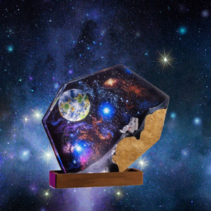 Lámpara <span class=keywords><strong>de</strong></span> Resina Galaxia con Astronauta Hecho a Mano, Lámpara <span class=keywords><strong>de</strong></span> Arte en Madera, Lámpara Decorativa Espacial Única <span class=keywords><strong>de</strong></span> Epoxi para Navidad y Halloween - Product Image 2