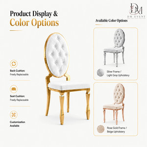 Custom Luxury Gold Glaze-Sealed Stainless Steel <b>High</b> <b>Back</b> Wedding Banquet <b>Chair</b> with PU Leather Seat and <b>Back</b> for Hotel Events - Product Image 5