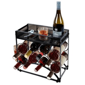 8-bottle countertop wine rack, metal desktop wine rack, wine rack with tray, adjustable for home kitchen countertop dining room. - Product Image 1