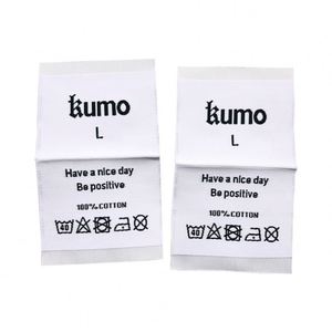 Etiquetas de Cuidado de Ropa Personalizadas al por Mayor, Etiquetas Tejidas Plegables al Centro, Etiquetas de Talla Tejidas para Ropa - Product Image 1