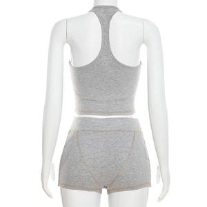 Viviblook Q26ST021 Conjunto de Dos Piezas para Mujer, Nuevo, Verano, Color Sólido, Sexy, Ajustado, Top Halter y Pantalones Cortos - Product Image 4