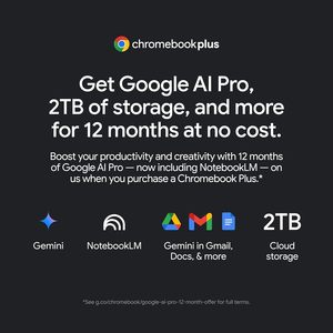    Portátil Chromebook Plus de 14 Pulgadas con Pantalla Táctil FHD, Intel Core I3, 8 GB de RAM, SSD de 256 GB, 2 TB de Almacenamiento en la Nube, para Estudiantes y Educación - Product Image 2
