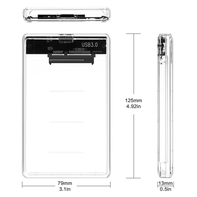 External Hdd Case Usb 3.0 Transparent Case 2.5 Inch Sata Hdd Enclosure