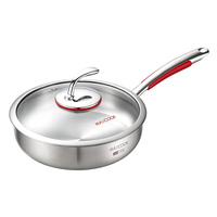 Wajan Dapur Maxcook 316L Stainless Steel, Wajan Penggorengan Tri-Ply Populer Dengan Tutup, Aman Untuk Mesin Cuci Piring, Logo Dapat Disesuaikan, Wajan Logam