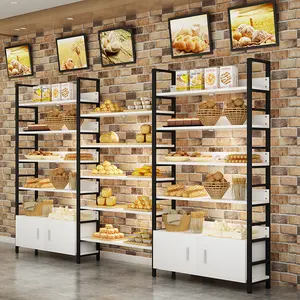 Free Custom Wooden Bakery Display Case Bakery Shop Counter Display Shelves