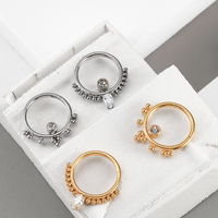 Xinfocus lingkaran hidung desain baru perhiasan tubuh baja tahan karat cincin segmen berengsel kristal Helix tulang rawan Septum Clicker