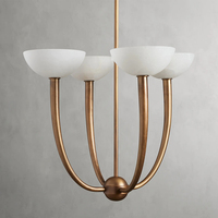 Lampe suspendue moderne en albâtre, salon, restaurant, style Art déco, 4 luminaires, lustre en laiton