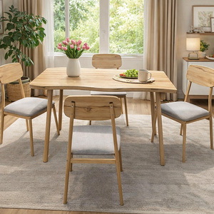 Juego de Comedor de Madera Ecológico y Elegante de Alta Calidad Directamente de Fábrica, 1+4, Muebles para Comedor Familiar, Mesa y Sillas - Product Image 1