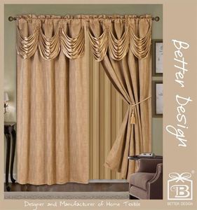 10 Miniten geantwortet 2 Stück Beige Jacquard Valance Stoff Home Vorhänge mit Taft rücken und Quasten