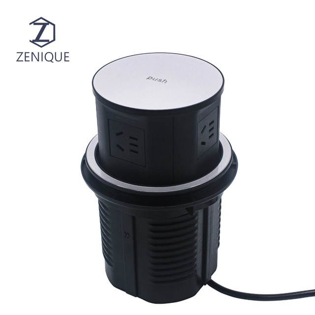 Kitchen Worktop Table Pneumatic Socket With Wireless Charge Pop up Desktop Plugs Socket