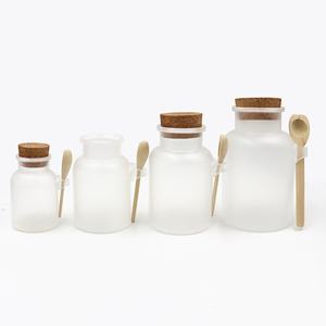 Envase de Plástico ABS Transparente Esmerilado de 100ml, 200ml, 300ml, 500ml con Tapón de Corcho para Sal de Baño, para Envasado de Productos de Cuidado Personal - Product Image 1