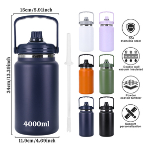4L de gran capacidad 304 de acero inoxidable para exteriores, olla de hielo fría y caliente, termo personalizado con asa, botellas de agua deportivas - Product Image 5