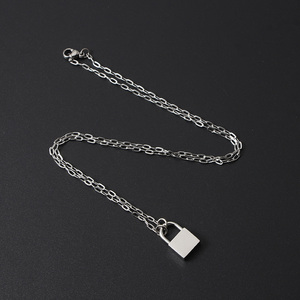 Vendita Calda: Regalo <span class=keywords><strong>di</strong></span> <span class=keywords><strong>San</strong></span> <span class=keywords><strong>Valentino</strong></span>, Collana con Ciondolo a Lucchetto Inciso in Acciaio Inossidabile, Elegante per Donne - Product Image 6