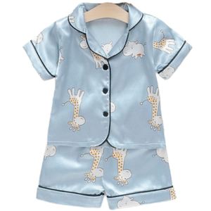 可爱印花冰丝缎儿童睡衣短袖套装男女婴儿睡衣 - Product Image 6