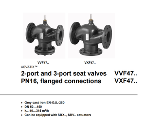 Válvula de Globo con Brida de 2 Vías SIEMENS VVF47.125, Control de Temperatura Eléctrico, PN16, DN125, Kvs 250 M³/h, Regulación Proporcional - Product Image 3