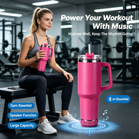 Gobelet isotherme à double paroi en acier inoxydable de 40 oz avec haut-parleur Bluetooth intégré et poignée, idéal pour la sublimation – Tasse de voyage vierge
