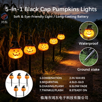 Lampu Dekorasi Halaman Luar Ruangan Bertenaga Baterai Surya Tahan Air LED Putih Hangat Berbentuk Labu Topi Hitam untuk Halloween