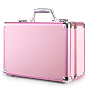 Estuche de tren de bombillas LED de aluminio ligero, maletín organizador de maquillaje duro grande <span class=keywords><strong>para</strong></span> llevar herramientas cosméticas, estuche de maquillaje abierto - Product Image 3