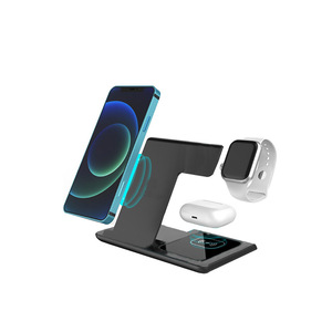 Cargador inalámbrico 3 en 1, soporte plegable para teléfono, carga rápida Qi para Apple, Huawei, reloj y auriculares, entrada tipo C - Product Image 4