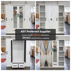 Armario de Metal con Impresión Personalizada, Armario de Acero de 4 Puertas con Puerta Corredera con Espejo, Muebles Modernos para Dormitorio, Venta al Por Mayor a Precio Económico - Product Image 2
