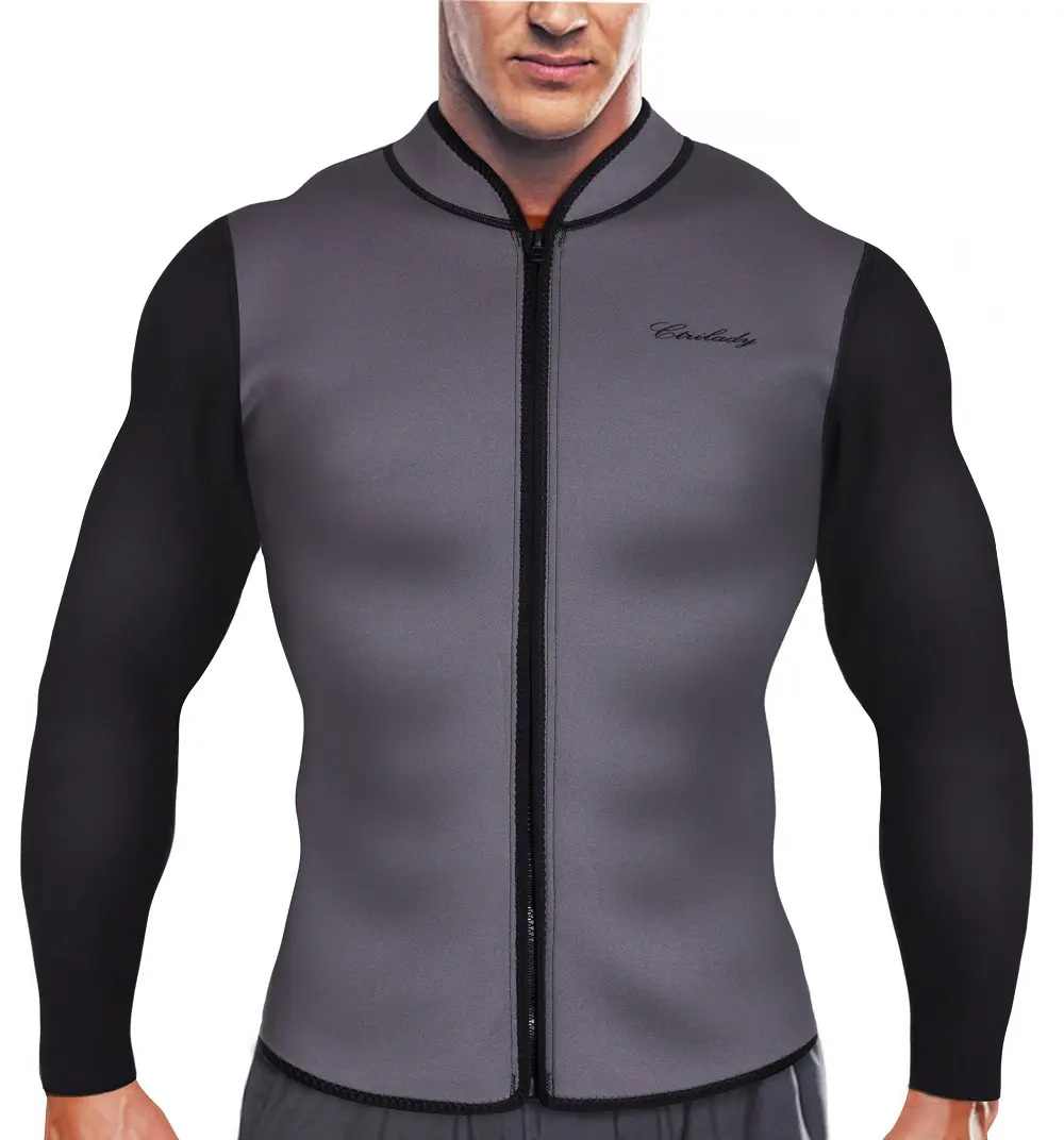 Herren Neopren anzug Tops Jacke Neopren Langarm Jacken Schwimmen Workout Reiß verschluss Surfen Neopren anzüge