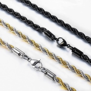 Collar de Cadena de Cuerda Estilo Punk, Acero Inoxidable, Color Oro y Plata, Clásico, Resistente, Precio de Fábrica - Product Image 3