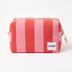 Cosmetic Bags Cotton Canvas Colour Block Stripe Boxy Makeup <b>Pouch</b> Gold <b>Zip</b> Rope Pull Custom Logo OEM ODM BSCI - Product Image 3