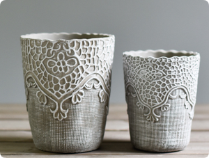 Pots à fleurs contemporains en fibre de verre vieillis, design dentelle, respirants, petits pots pour plantes succulentes, décoration maison et jardin - Product Image 6