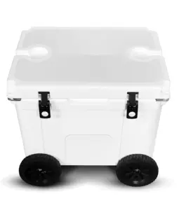 Custom 55 quart rolling plastic cube ice borst koeler met wielen
