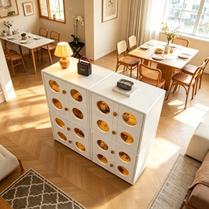 Modern Wood Storage <b>Cabinet</b> with Black Frame 9 Drawers Slab Doors Living Room Furniture - Product Image 6