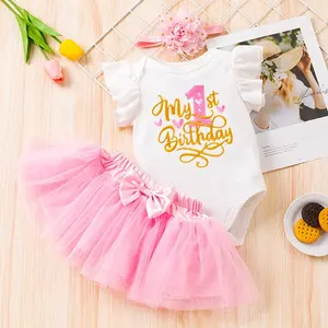 1 2 Year Old Age Infant Clothes Romper Tutu Set it's My First 1st Birthday Gift for Girls Outfit Baby Frock Party Dress for Girl