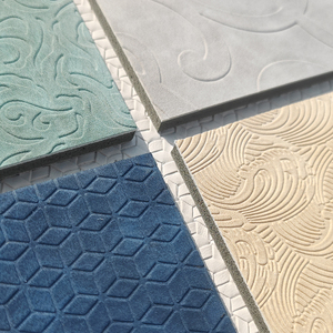 แผงผนังหนัง3D ทันสมัยแผ่นไม้ไผ่แผ่นทองคาร์บอนบนวอลเปเปอร์ไวนิลกันเสียงพีวีซีสำหรับใช้ในยิม - Product Image 6