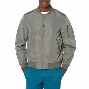 Bomber en satin pour hommes, veste d'hiver matelassée à col montant avec fourrure, diverses options de fermeture à glissière pour l'automne, vente en gros sur mesure - Product Image 1