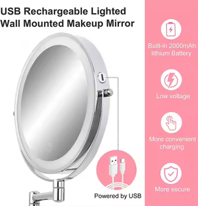 Customization Support 360 Degree Arm Extend <b>Chrome</b> Bathroom Mirror Hotel Round <b>Wall</b> Mirror With <b>Wall</b> Shaving Mirror For Home - Product Image 4